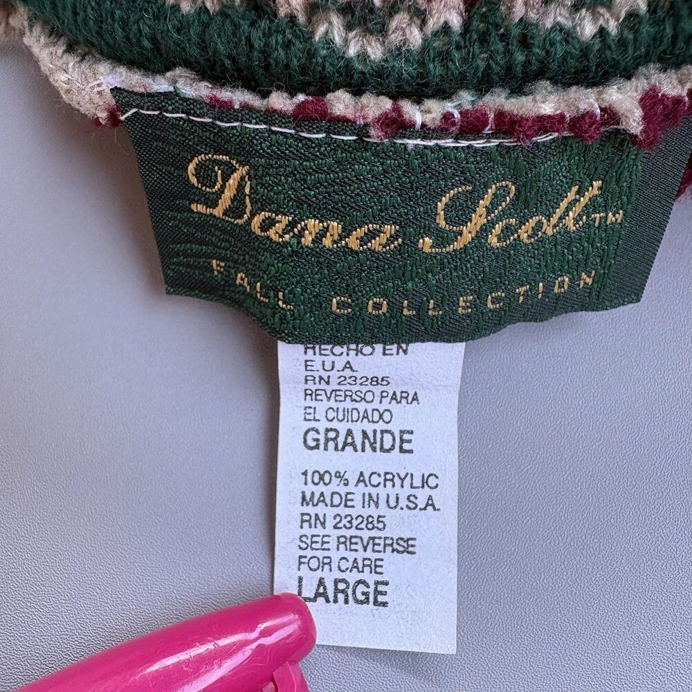 Y2K Vintage Sweater Dana Scott Womens Large Roses Cottagecore Granny Shabby Chic - Picture 4 of 9